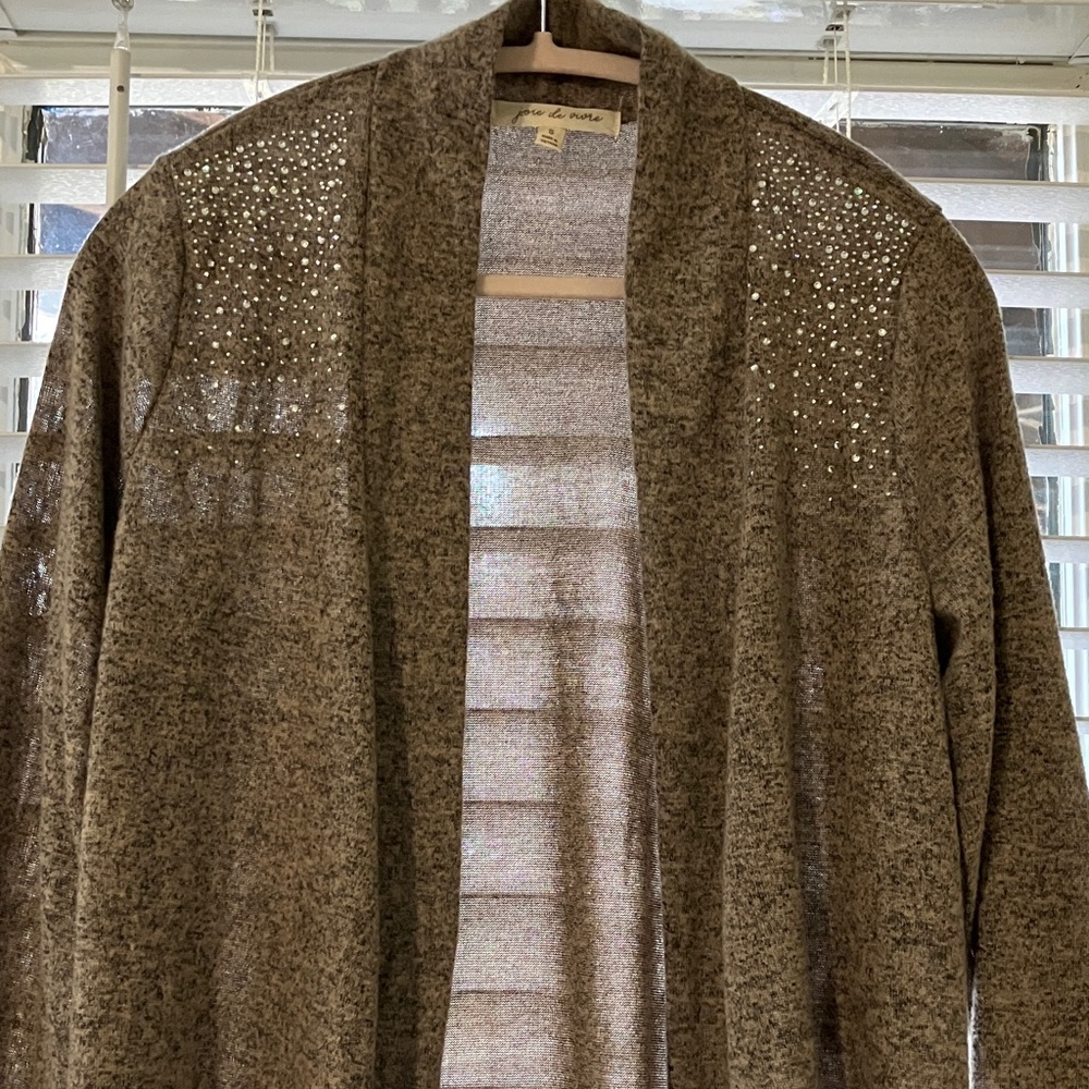 Elegant Gray Open Front Cardigan - Picture 5 of 9